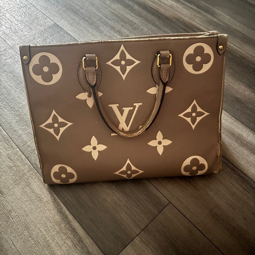 Louis Vuitton Tan and Cream Monogram Tote
